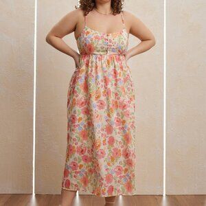 Calla Button Floral Maxi Dress
